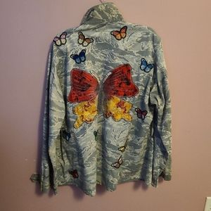 Hand crafted butterfly military jacket